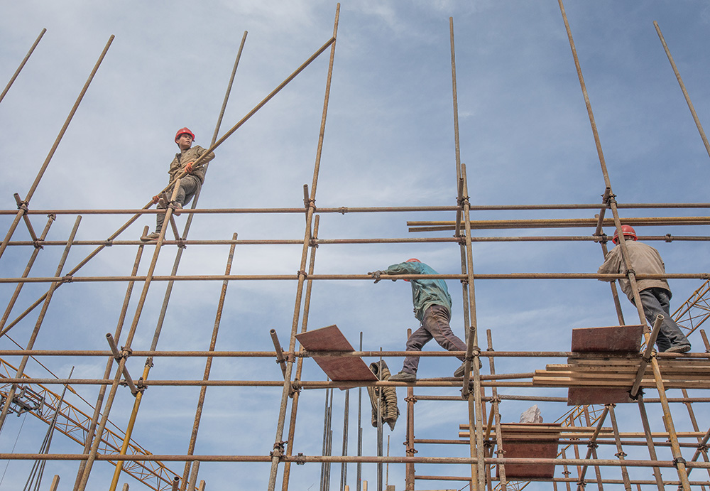 走进五福堂建设工地——架子工作业